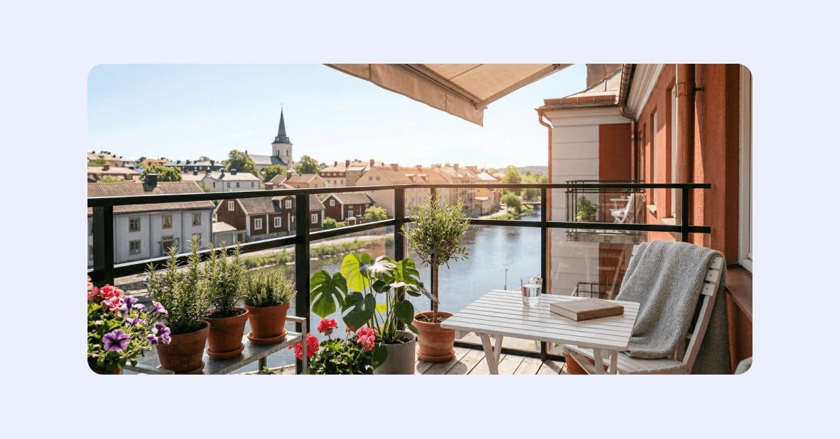 Balkong på söderläge.