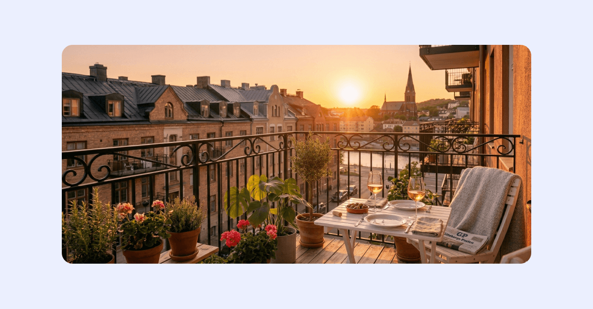 Balkong på västläge.