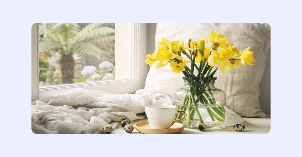 Blomsterarrangemang inför påsken.