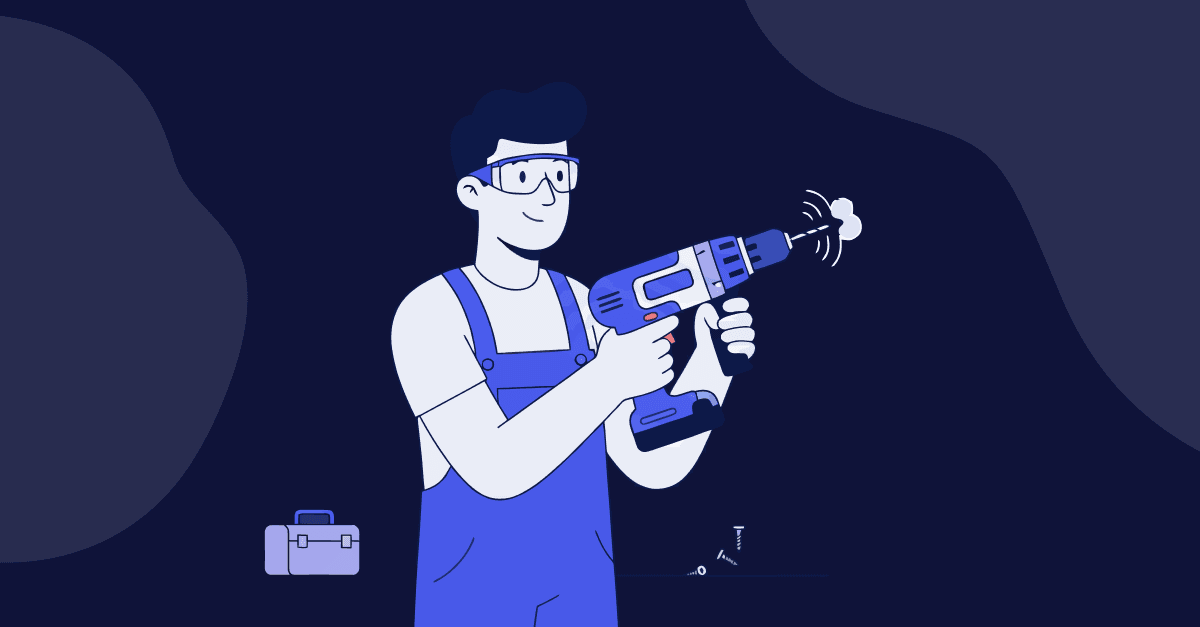 Illustration på en man som borrar i en vägg.