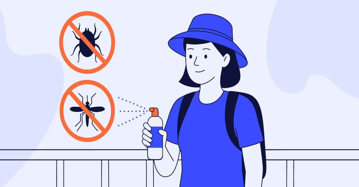 Illustration på en bild som ska föreställa skydd mot fästingar och mygg.