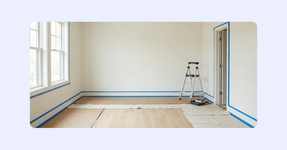 Förberedelse av rum inför målning.