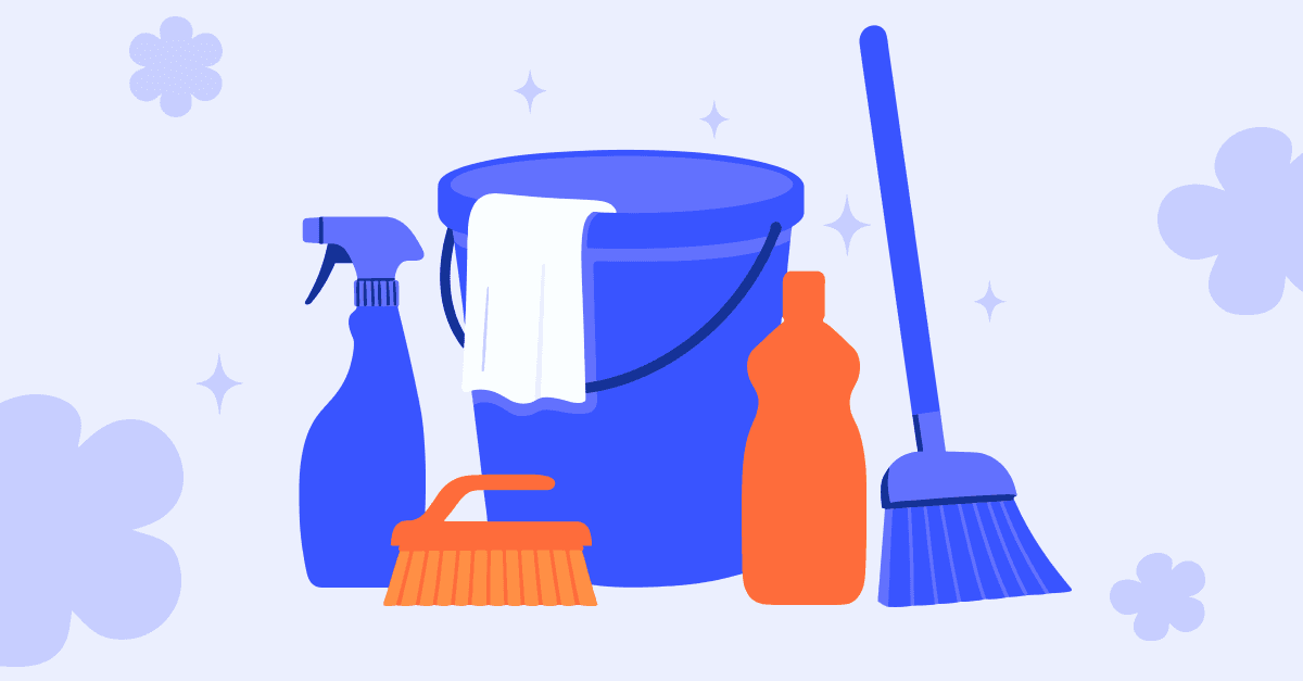 Illustrationer på städmedel.