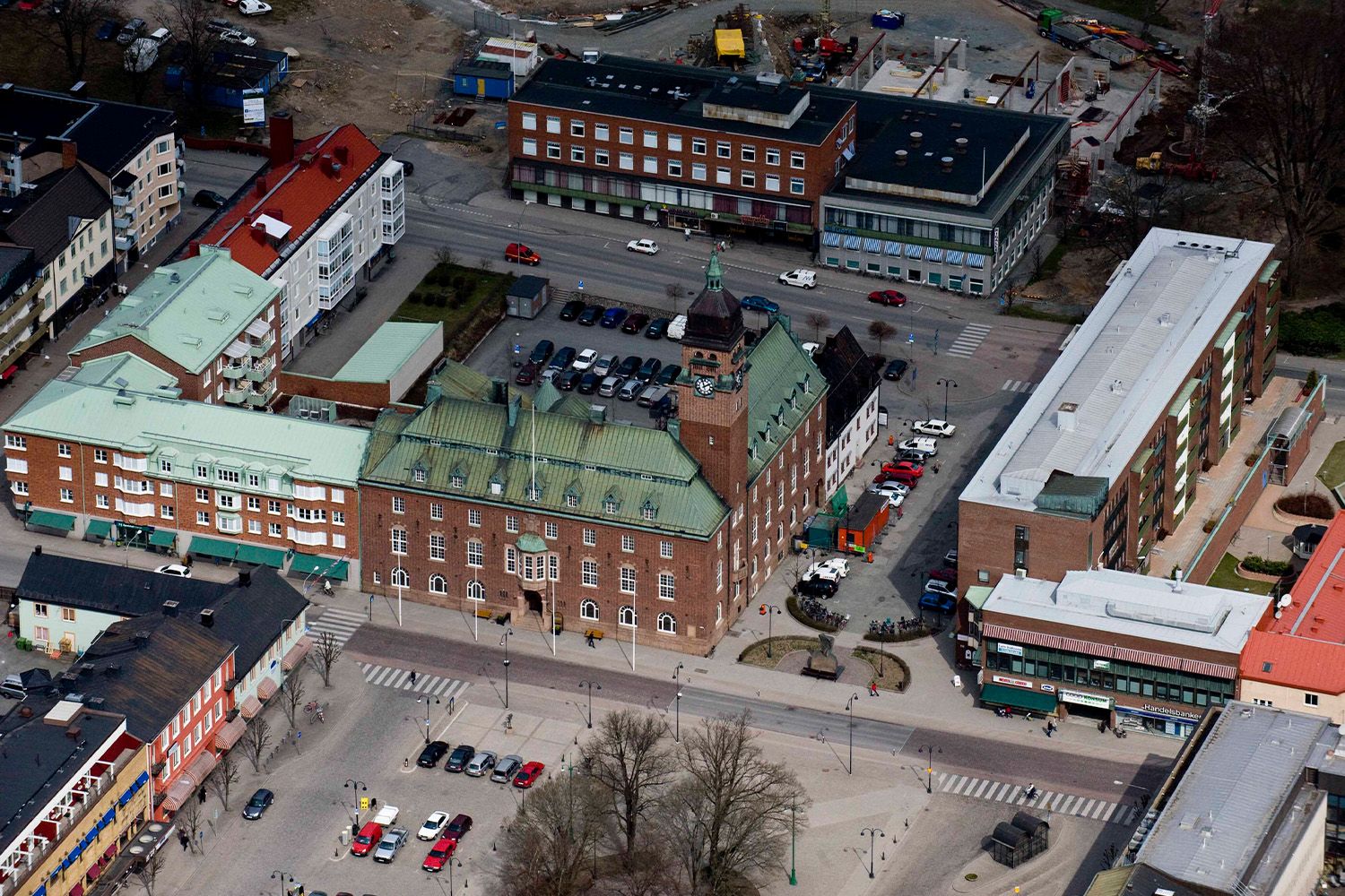 Fågelvy över Nässjö stadshus.