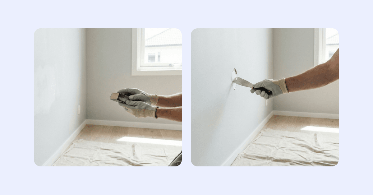 Bilder som visar på hur man spacklar.