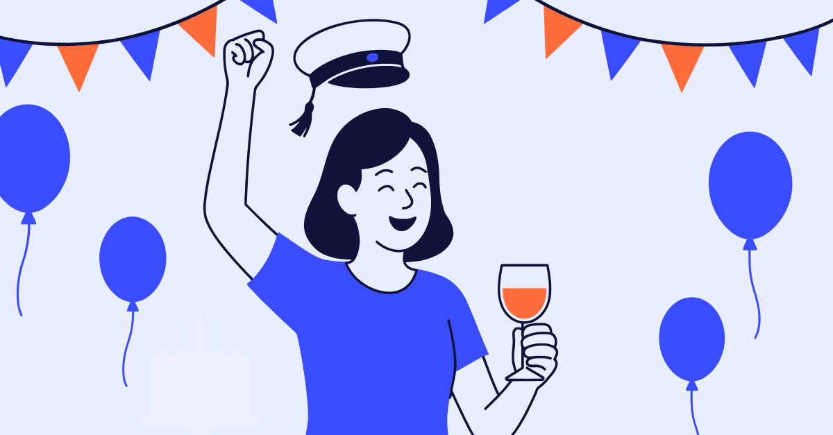 Illustration på en person som firar studenten.