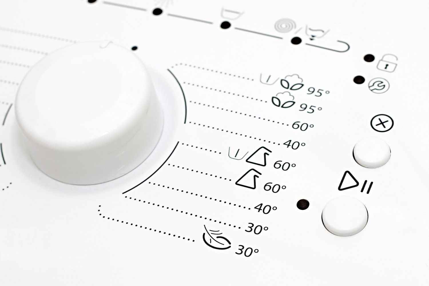 Tvättmaskin som visar grader.